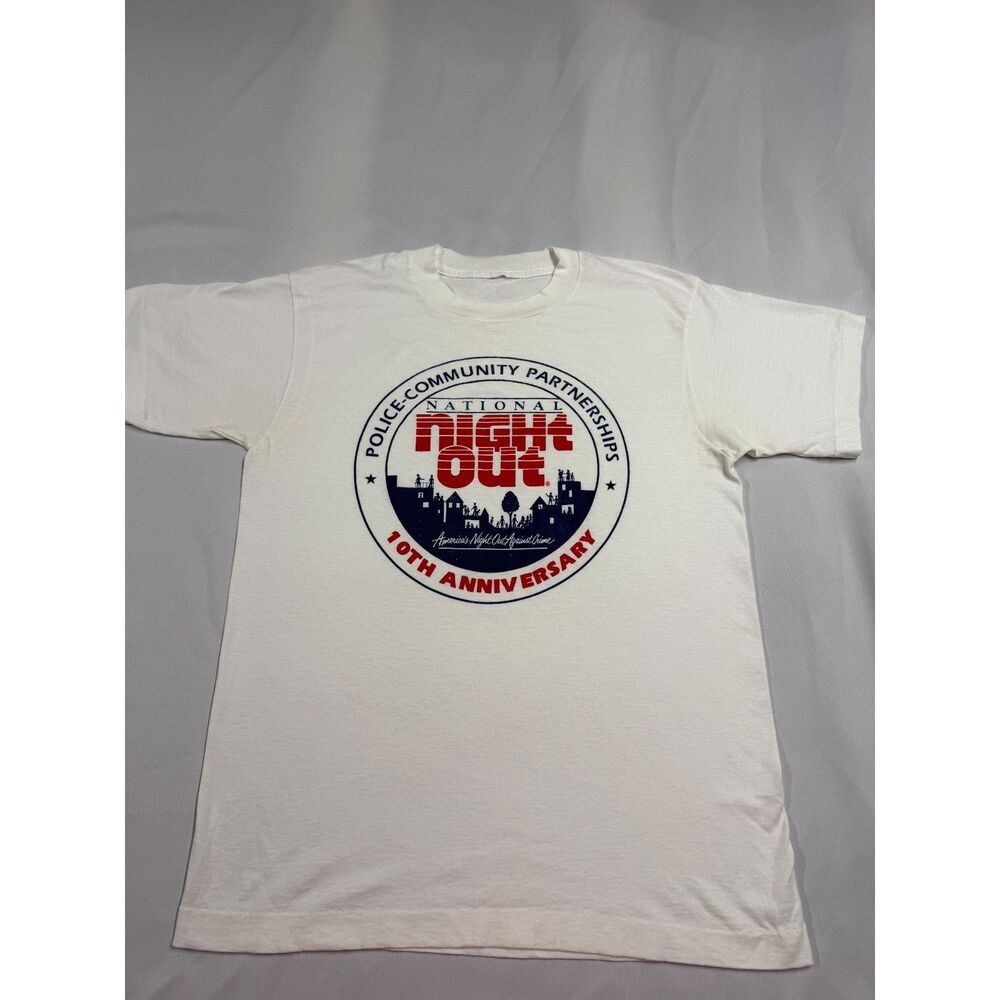 Vintage 1993 National Night Out 10th Anniversary Police Community T-Shirt